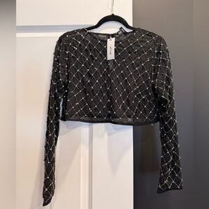 Nasty Gal Beaded Longsleeve Top